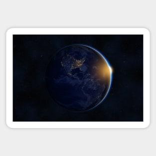 Sunrise over planet Earth against dark starry sky background, elements of this image furnished by NASA Sticker